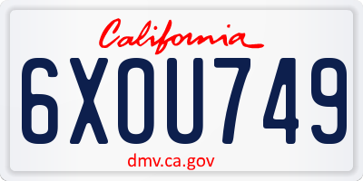 CA license plate 6XOU749
