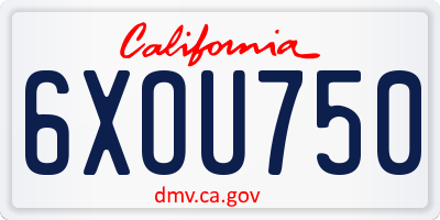 CA license plate 6XOU750