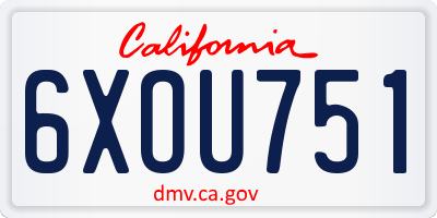 CA license plate 6XOU751