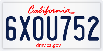 CA license plate 6XOU752