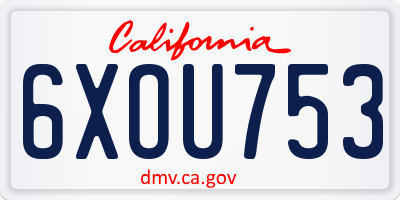 CA license plate 6XOU753
