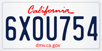 CA license plate 6XOU754