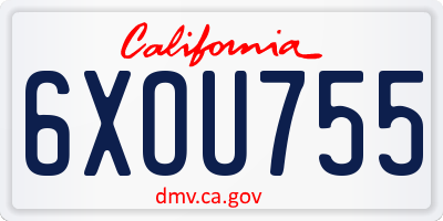 CA license plate 6XOU755