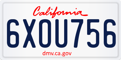 CA license plate 6XOU756