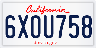 CA license plate 6XOU758