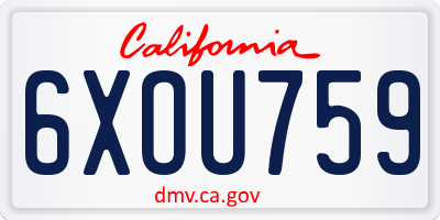 CA license plate 6XOU759