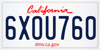 CA license plate 6XOU760