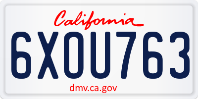 CA license plate 6XOU763
