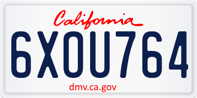 CA license plate 6XOU764