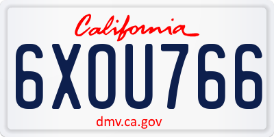 CA license plate 6XOU766