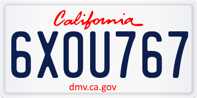 CA license plate 6XOU767