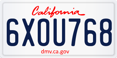 CA license plate 6XOU768