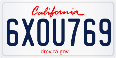 CA license plate 6XOU769