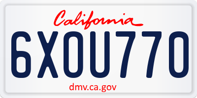 CA license plate 6XOU770