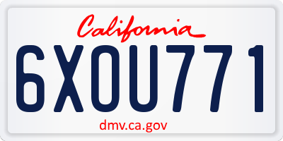 CA license plate 6XOU771