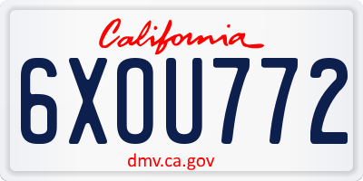 CA license plate 6XOU772