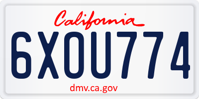 CA license plate 6XOU774