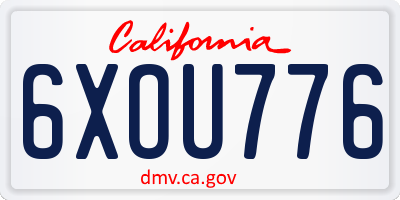 CA license plate 6XOU776