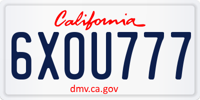 CA license plate 6XOU777