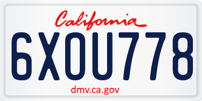 CA license plate 6XOU778