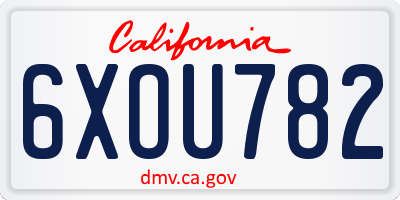 CA license plate 6XOU782