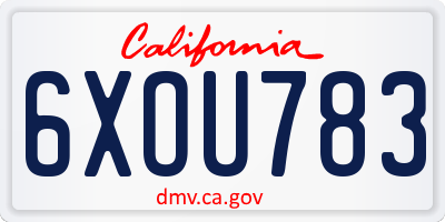 CA license plate 6XOU783