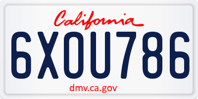 CA license plate 6XOU786