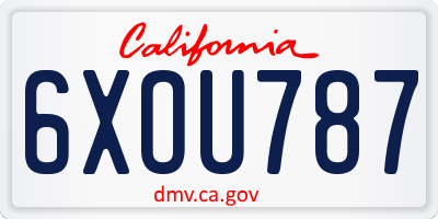 CA license plate 6XOU787