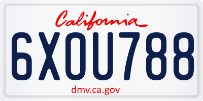 CA license plate 6XOU788