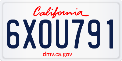 CA license plate 6XOU791