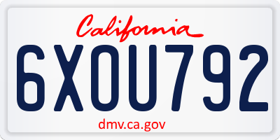 CA license plate 6XOU792