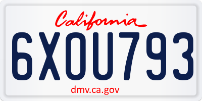 CA license plate 6XOU793