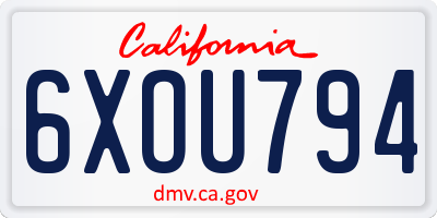 CA license plate 6XOU794