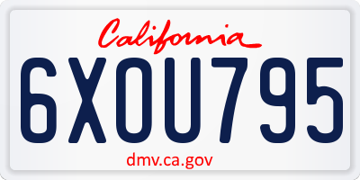 CA license plate 6XOU795