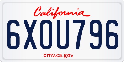 CA license plate 6XOU796