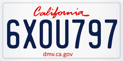 CA license plate 6XOU797