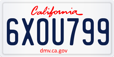 CA license plate 6XOU799