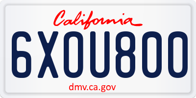 CA license plate 6XOU800