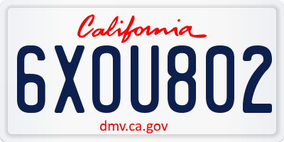CA license plate 6XOU802