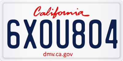 CA license plate 6XOU804