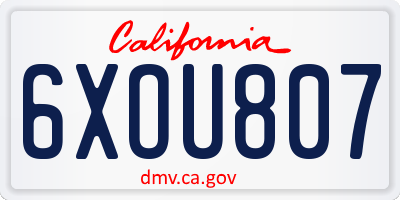 CA license plate 6XOU807