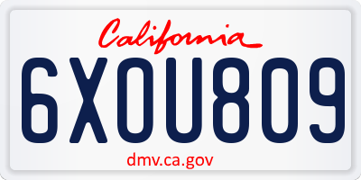CA license plate 6XOU809