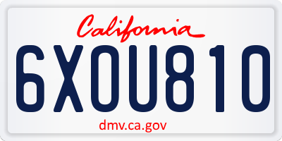 CA license plate 6XOU810