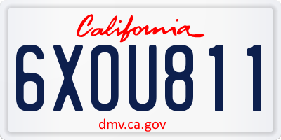 CA license plate 6XOU811