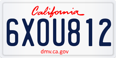 CA license plate 6XOU812