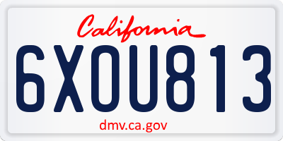 CA license plate 6XOU813