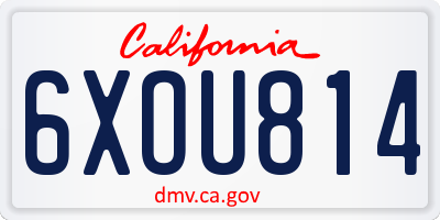 CA license plate 6XOU814