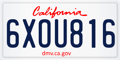 CA license plate 6XOU816