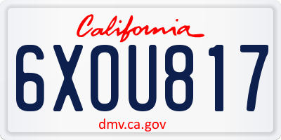 CA license plate 6XOU817