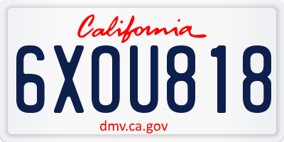 CA license plate 6XOU818